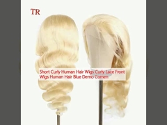 Κοντά Κουρδισμένα Ανθρώπινα Μαλλιά Περικίδες Κουρδισμένες Δαντέλες Προηγούμενες Περικίδες Ανθρώπινα Μαλλιά Γαλάζιο Demo Comen